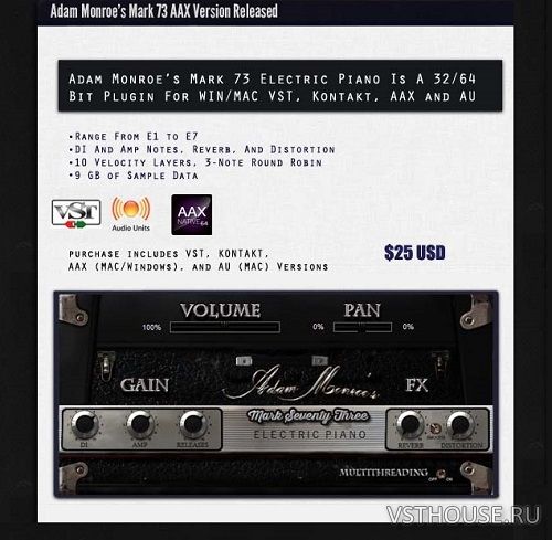 Adam Monroe Music - Mark 73 Electric Piano 1.3 VSTi, AAX, AU, KONTAKT